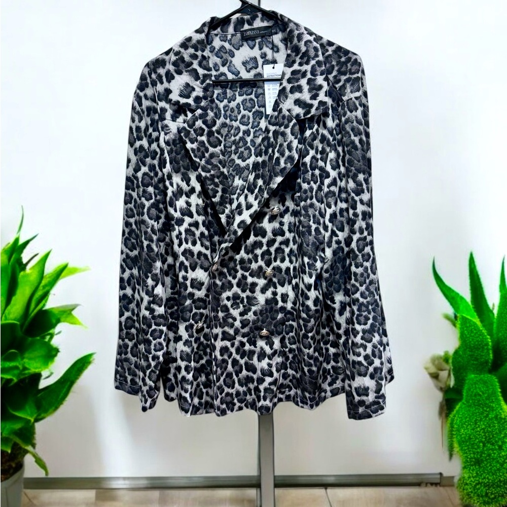 ZanZea light blazer blouse cheetah print